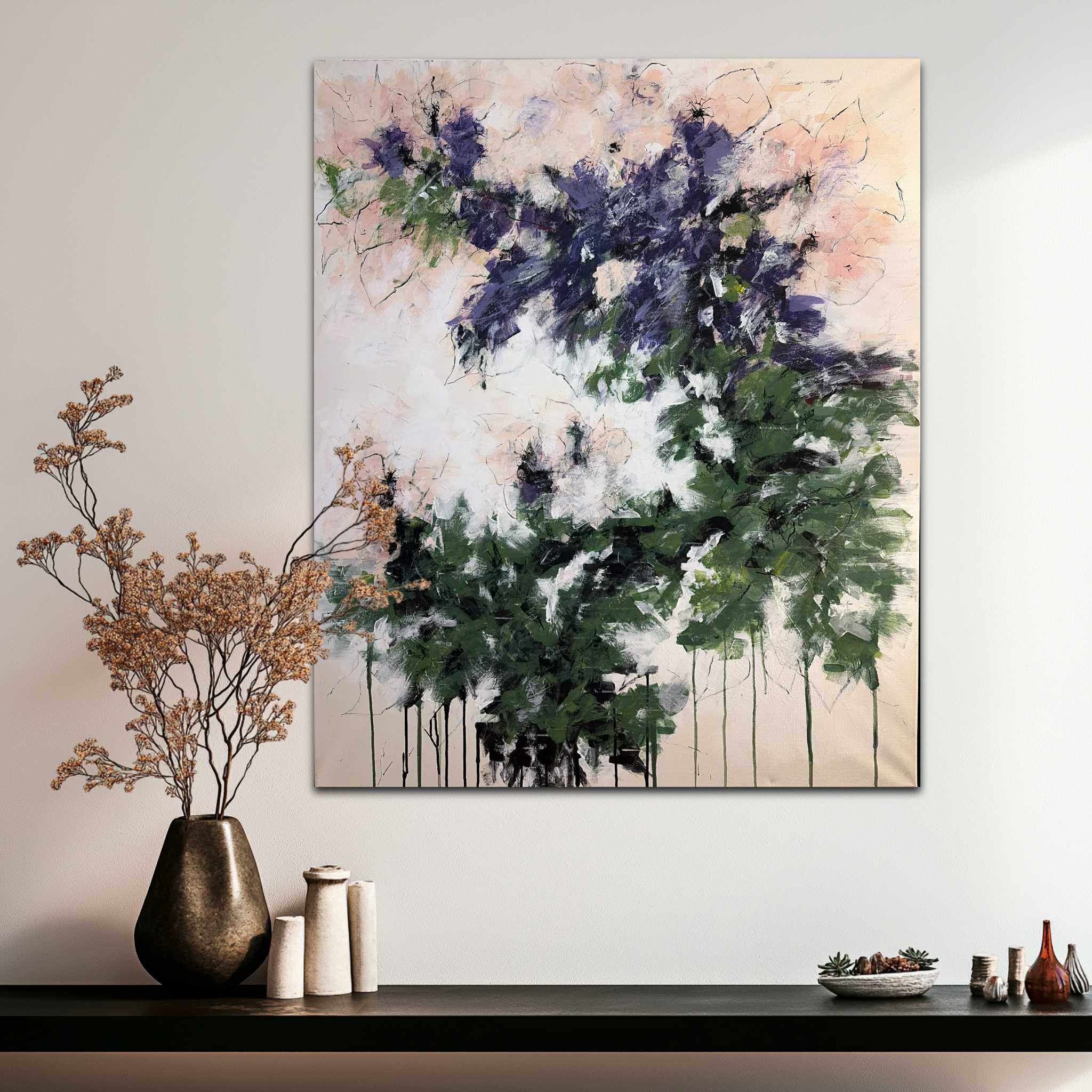 Painting shown in a living room setting